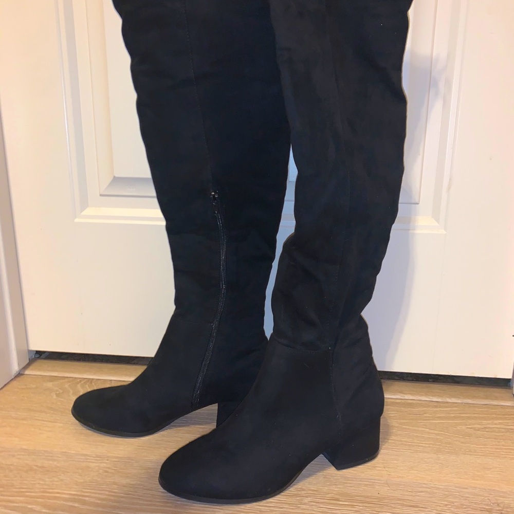 Black thigh high boots